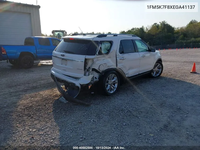 2014 Ford Explorer Limited VIN: 1FM5K7F8XEGA41137 Lot: 40582585