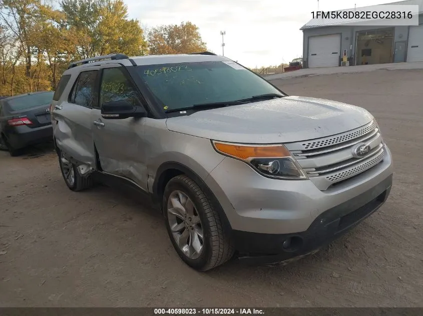 2014 Ford Explorer Xlt VIN: 1FM5K8D82EGC28316 Lot: 40598023