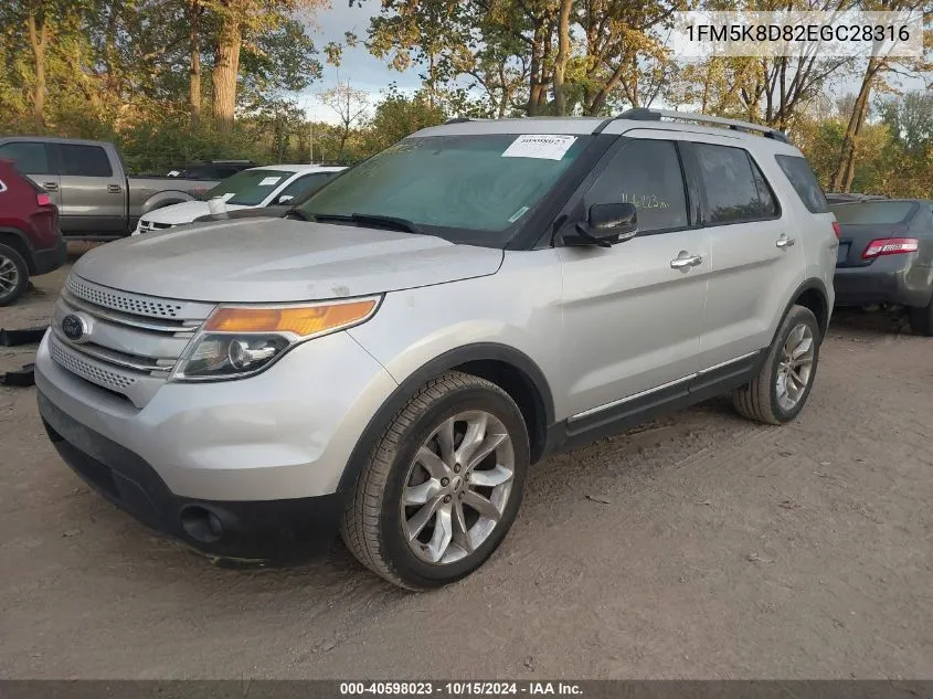 2014 Ford Explorer Xlt VIN: 1FM5K8D82EGC28316 Lot: 40598023