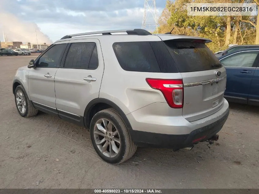 2014 Ford Explorer Xlt VIN: 1FM5K8D82EGC28316 Lot: 40598023