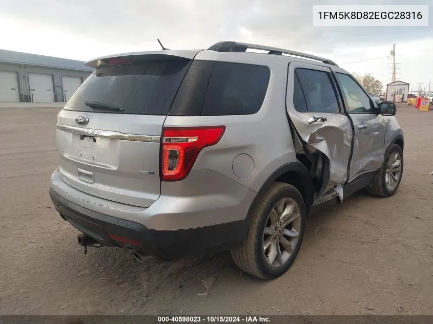 2014 Ford Explorer Xlt VIN: 1FM5K8D82EGC28316 Lot: 40598023