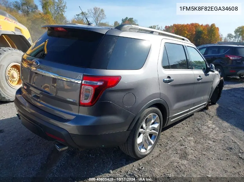 2014 Ford Explorer Limited VIN: 1FM5K8F82EGA34608 Lot: 40603425