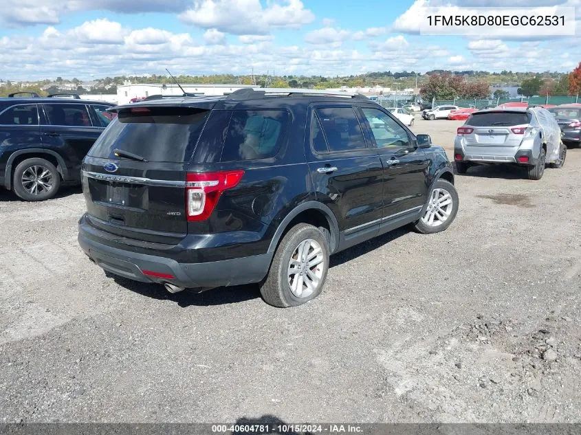 2014 Ford Explorer Xlt VIN: 1FM5K8D80EGC62531 Lot: 40604781