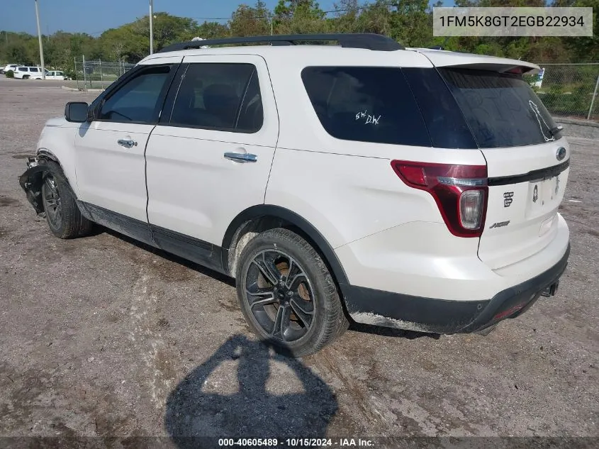 2014 Ford Explorer Sport VIN: 1FM5K8GT2EGB22934 Lot: 40605489