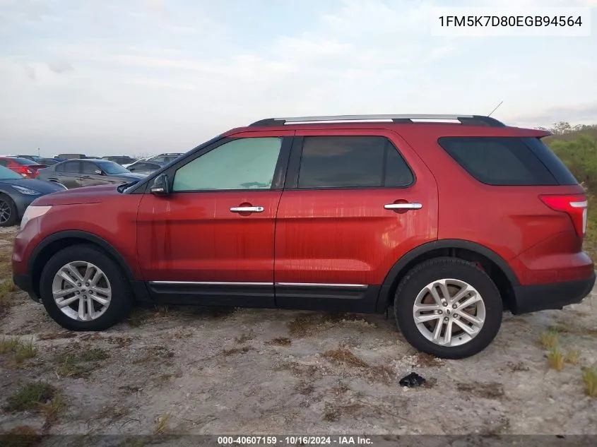 2014 Ford Explorer Xlt VIN: 1FM5K7D80EGB94564 Lot: 40607159