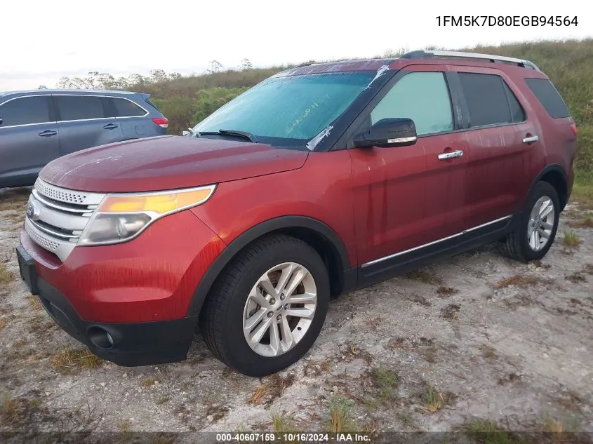 2014 Ford Explorer Xlt VIN: 1FM5K7D80EGB94564 Lot: 40607159