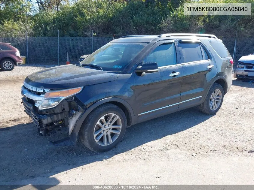 2014 Ford Explorer Xlt VIN: 1FM5K8D80EGA05840 Lot: 40628083