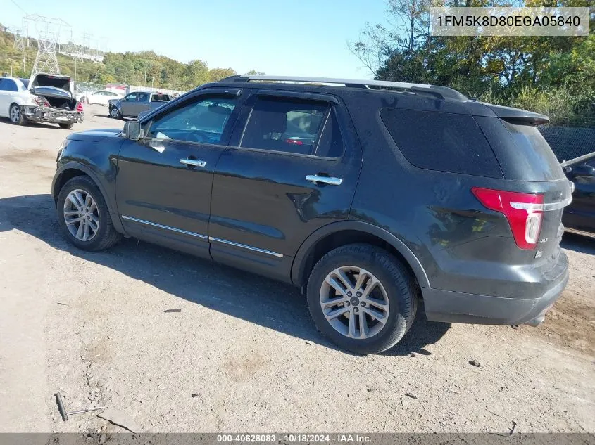 2014 Ford Explorer Xlt VIN: 1FM5K8D80EGA05840 Lot: 40628083