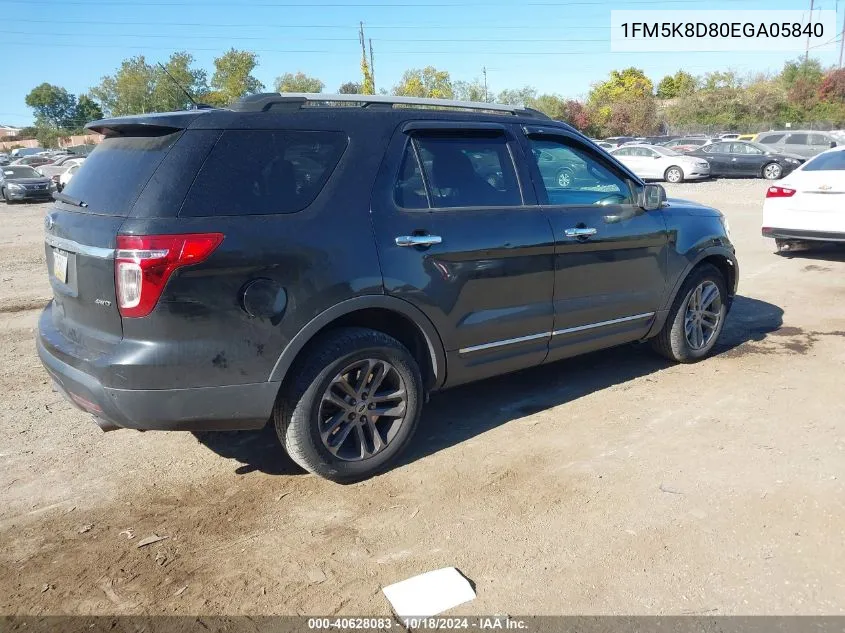 2014 Ford Explorer Xlt VIN: 1FM5K8D80EGA05840 Lot: 40628083