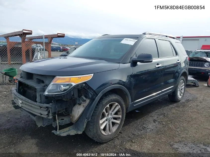 2014 Ford Explorer Xlt VIN: 1FM5K8D84EGB00854 Lot: 40631612