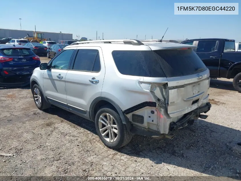 2014 Ford Explorer Xlt VIN: 1FM5K7D80EGC44220 Lot: 40635079