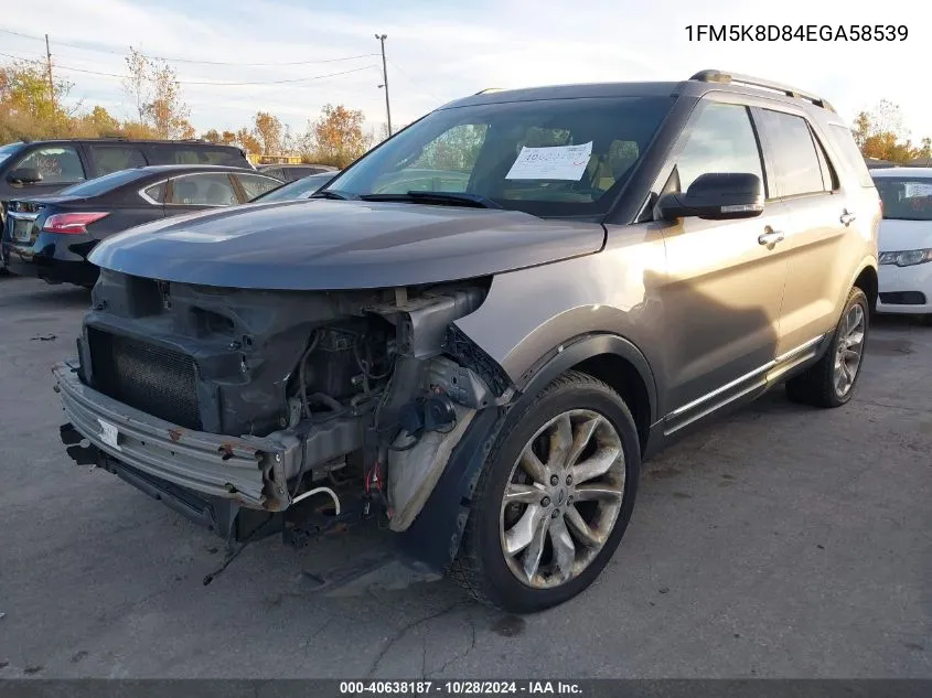 2014 Ford Explorer Xlt VIN: 1FM5K8D84EGA58539 Lot: 40638187