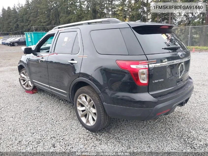 2014 Ford Explorer Limited VIN: 1FM5K8F80EGA91440 Lot: 40653092