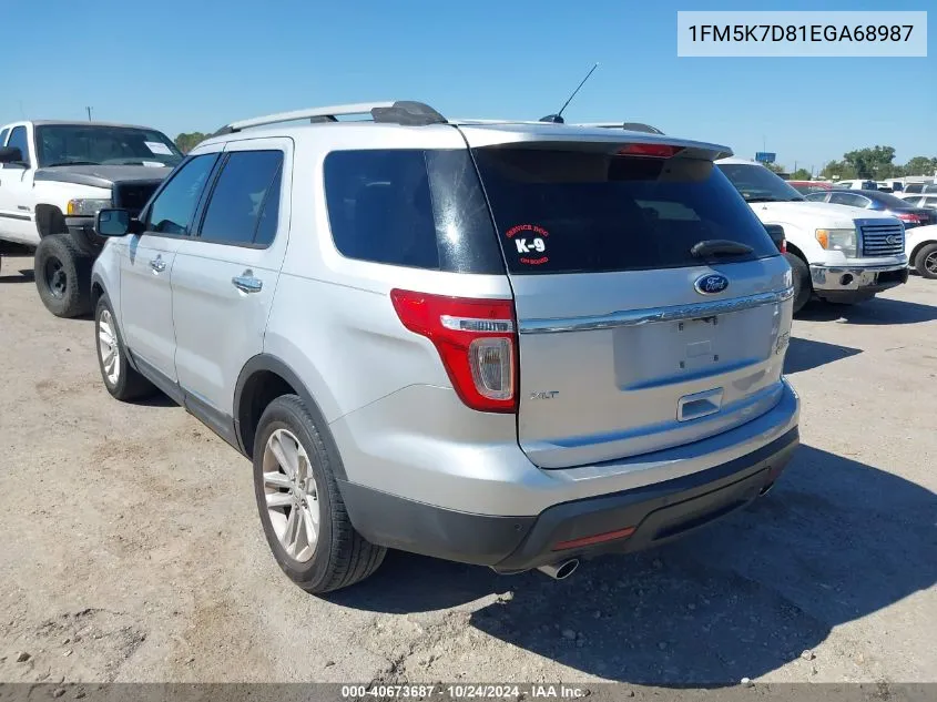 2014 Ford Explorer Xlt VIN: 1FM5K7D81EGA68987 Lot: 40673687