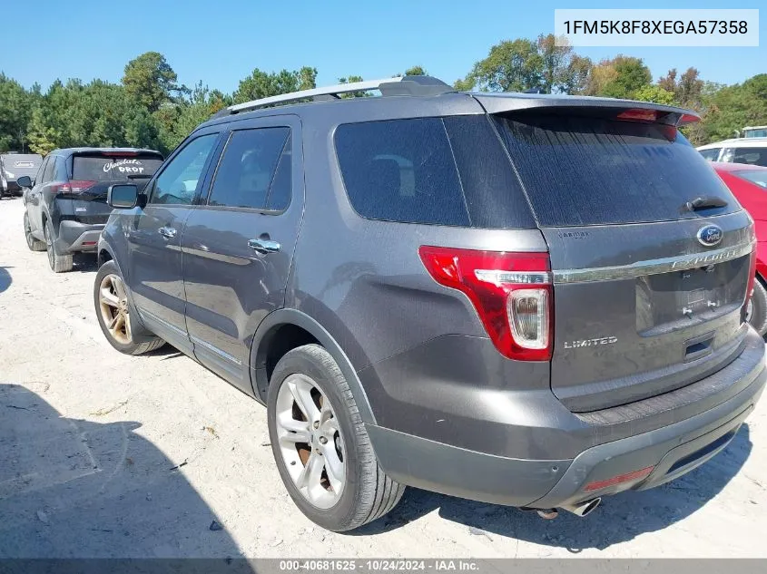 2014 Ford Explorer Limited VIN: 1FM5K8F8XEGA57358 Lot: 40681625