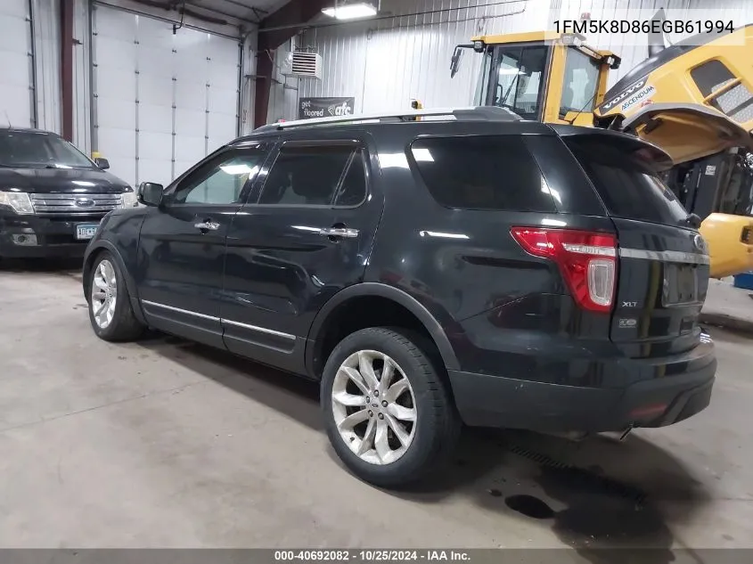 2014 Ford Explorer Xlt VIN: 1FM5K8D86EGB61994 Lot: 40692082