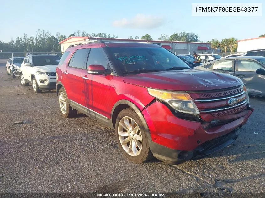 2014 Ford Explorer Limited VIN: 1FM5K7F86EGB48377 Lot: 40693643