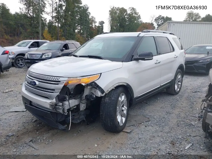 2014 Ford Explorer Xlt VIN: 1FM5K7D8XEGA36930 Lot: 40702043