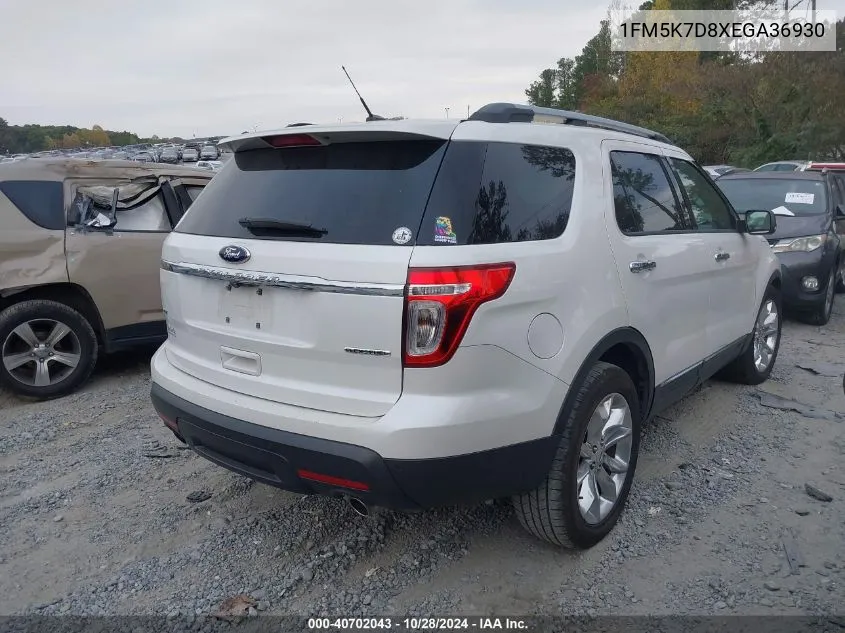 2014 Ford Explorer Xlt VIN: 1FM5K7D8XEGA36930 Lot: 40702043