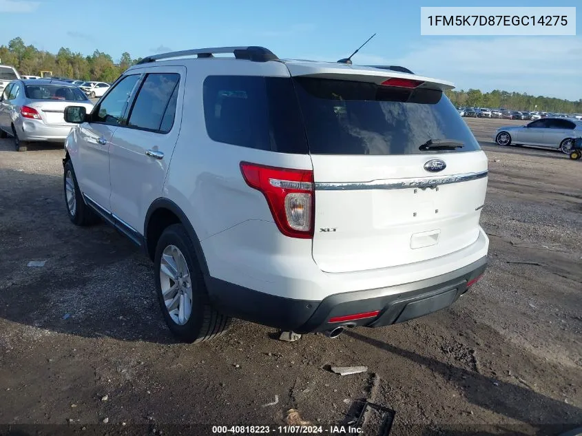 2014 Ford Explorer Xlt VIN: 1FM5K7D87EGC14275 Lot: 40818223