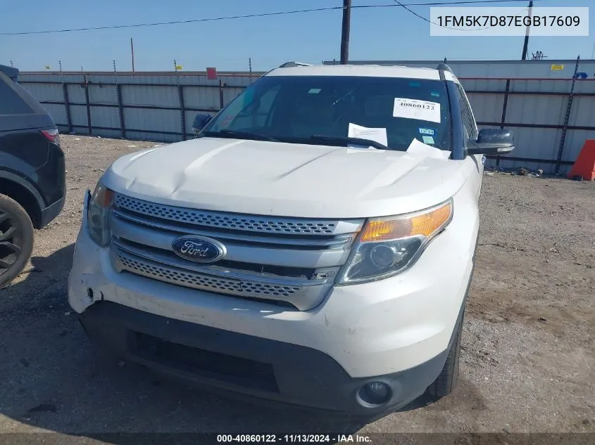 2014 Ford Explorer Xlt VIN: 1FM5K7D87EGB17609 Lot: 40860122