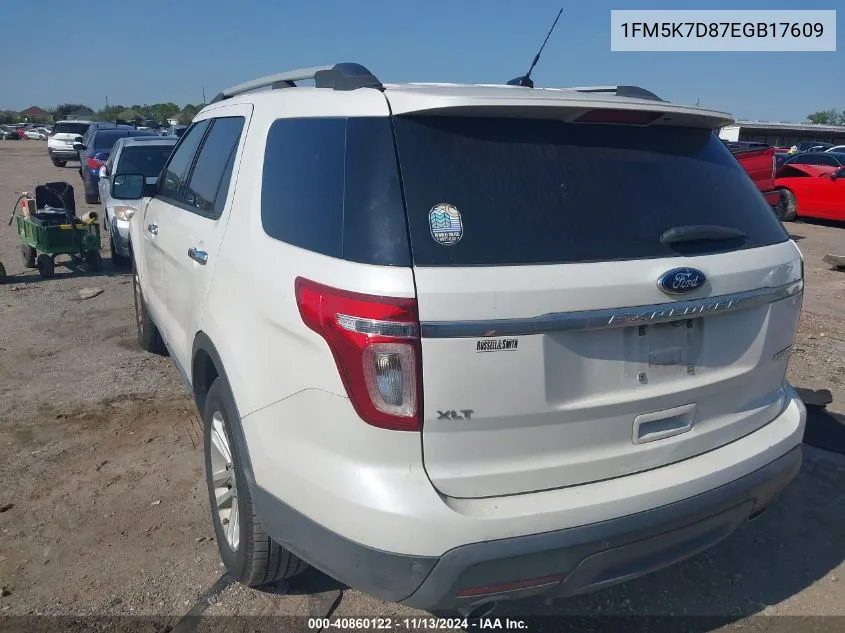 2014 Ford Explorer Xlt VIN: 1FM5K7D87EGB17609 Lot: 40860122