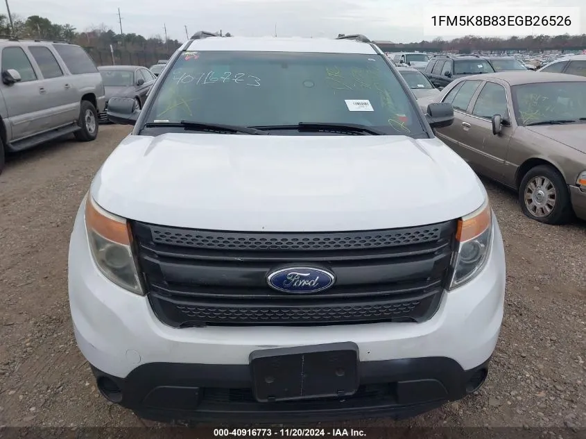 2014 Ford Explorer VIN: 1FM5K8B83EGB26526 Lot: 40916773