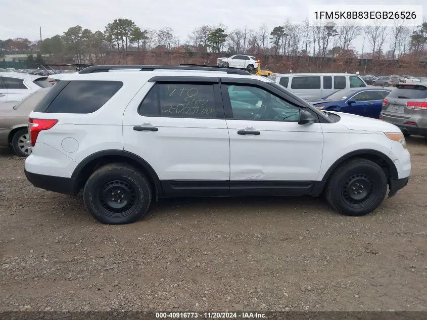 2014 Ford Explorer VIN: 1FM5K8B83EGB26526 Lot: 40916773