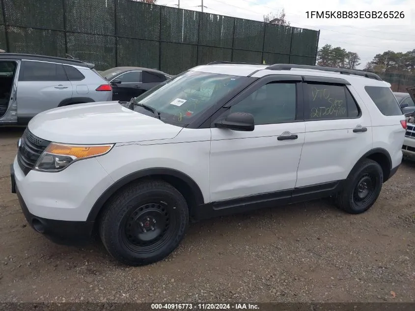 2014 Ford Explorer VIN: 1FM5K8B83EGB26526 Lot: 40916773