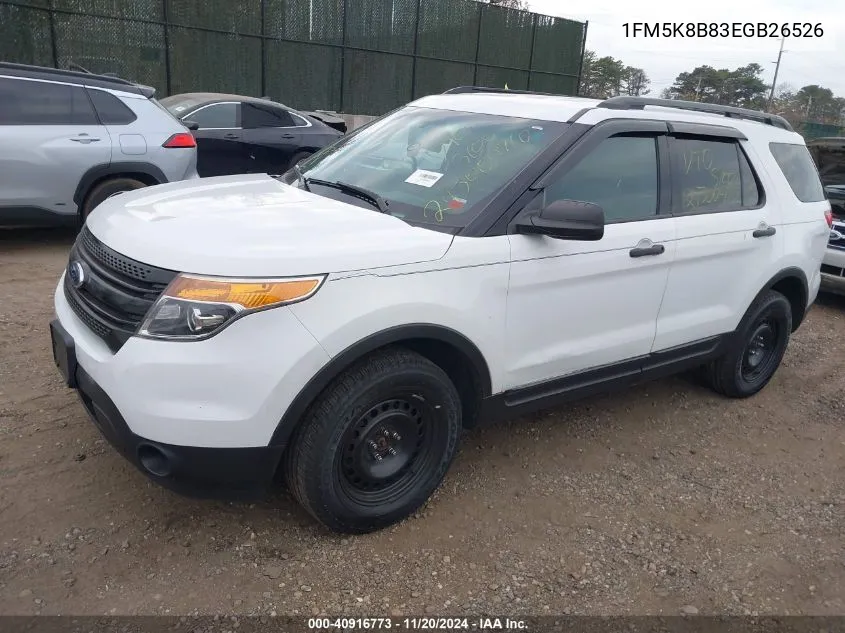 2014 Ford Explorer VIN: 1FM5K8B83EGB26526 Lot: 40916773