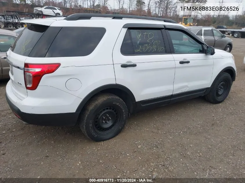 2014 Ford Explorer VIN: 1FM5K8B83EGB26526 Lot: 40916773