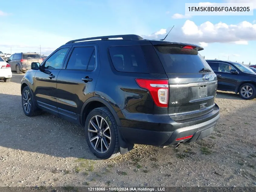 2015 Ford Explorer Xlt VIN: 1FM5K8D86FGA58205 Lot: 12118065