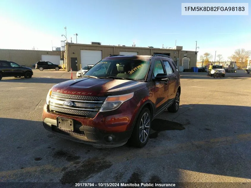 2015 Ford Explorer Xlt VIN: 1FM5K8D82FGA98183 Lot: 20179794