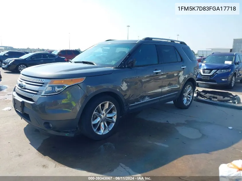 1FM5K7D83FGA17718 2015 Ford Explorer Xlt