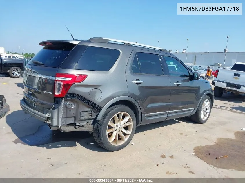 1FM5K7D83FGA17718 2015 Ford Explorer Xlt