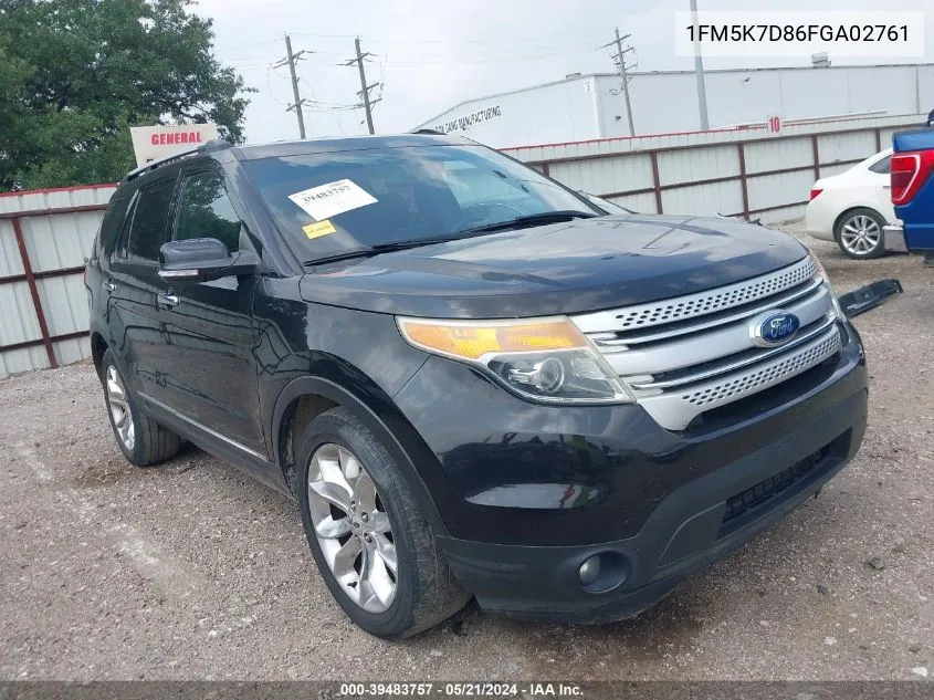 2015 Ford Explorer Xlt VIN: 1FM5K7D86FGA02761 Lot: 39483757