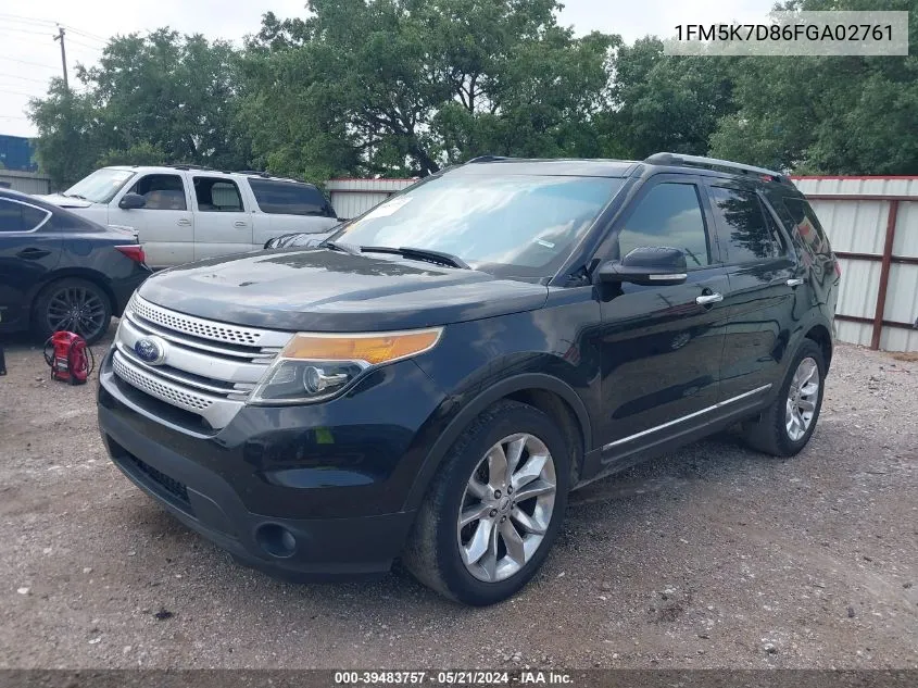 2015 Ford Explorer Xlt VIN: 1FM5K7D86FGA02761 Lot: 39483757