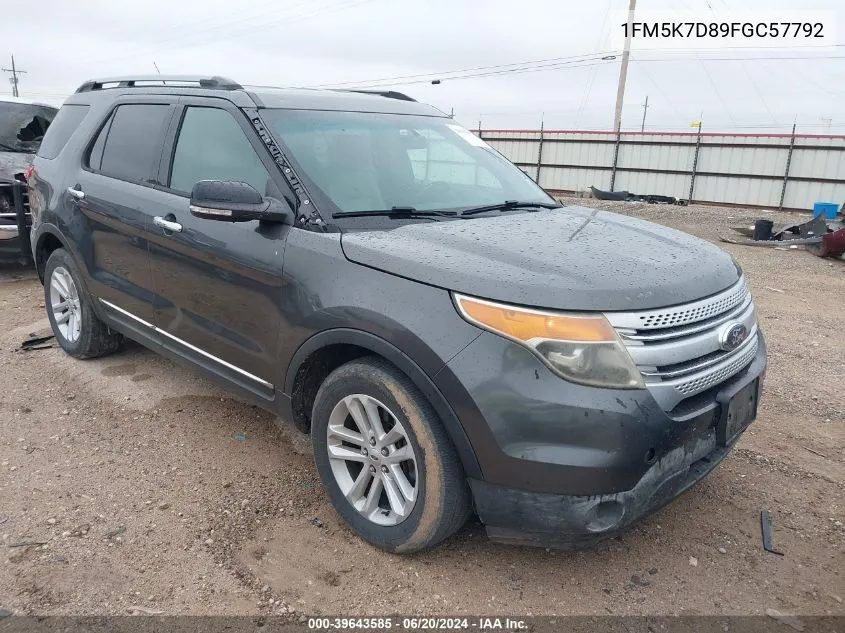 2015 Ford Explorer Xlt VIN: 1FM5K7D89FGC57792 Lot: 39643585