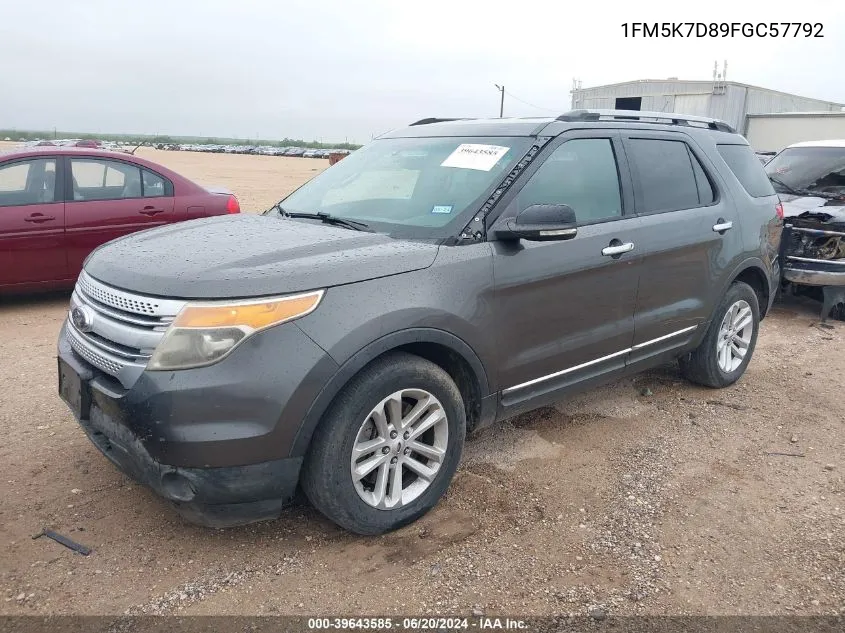 1FM5K7D89FGC57792 2015 Ford Explorer Xlt