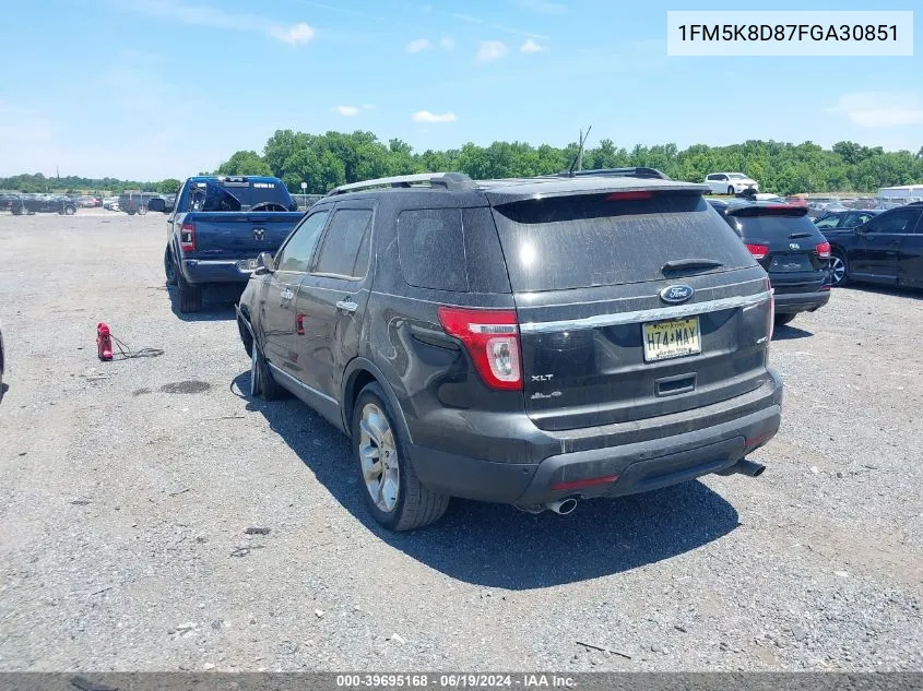 2015 Ford Explorer Xlt VIN: 1FM5K8D87FGA30851 Lot: 39695168