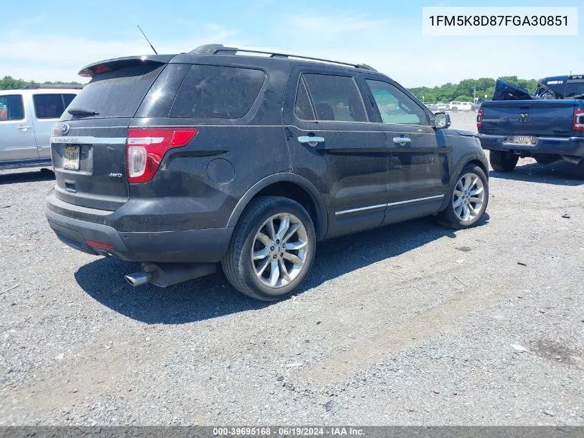 1FM5K8D87FGA30851 2015 Ford Explorer Xlt