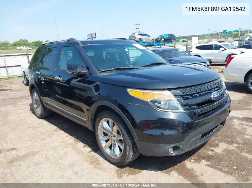 2015 Ford Explorer Limited VIN: 1FM5K8F89FGA19542 Lot: 39879319