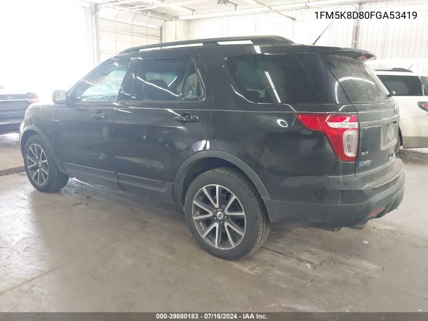 1FM5K8D80FGA53419 2015 Ford Explorer Xlt