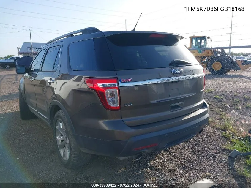 1FM5K7D86FGB18168 2015 Ford Explorer Xlt