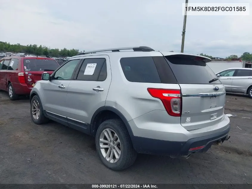 2015 Ford Explorer Xlt VIN: 1FM5K8D82FGC01585 Lot: 39920121