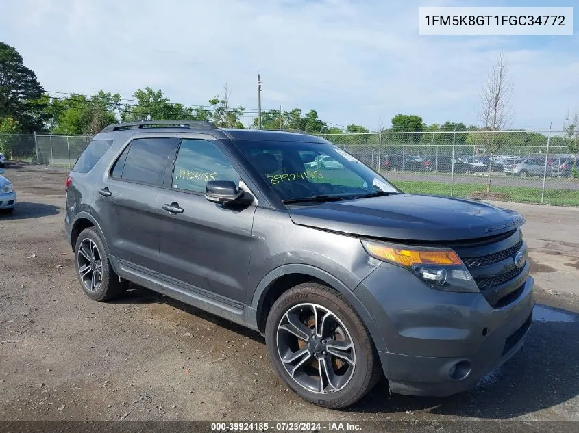 2015 Ford Explorer Sport VIN: 1FM5K8GT1FGC34772 Lot: 39924185