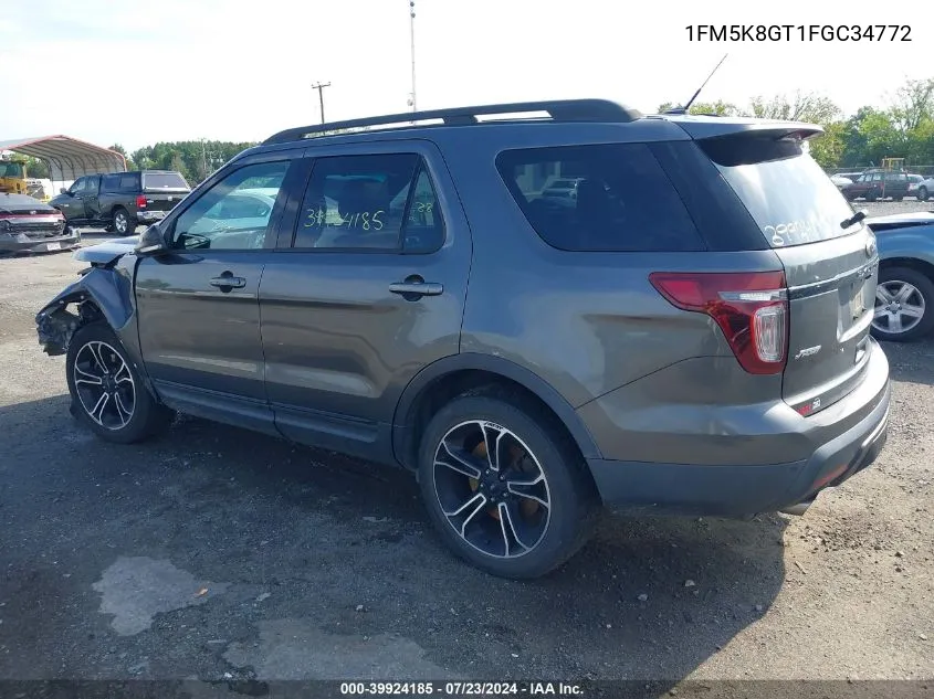 2015 Ford Explorer Sport VIN: 1FM5K8GT1FGC34772 Lot: 39924185