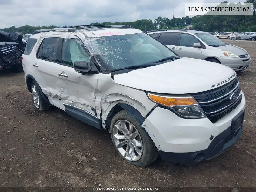 2015 Ford Explorer Xlt VIN: 1FM5K8D80FGB45162 Lot: 39942425