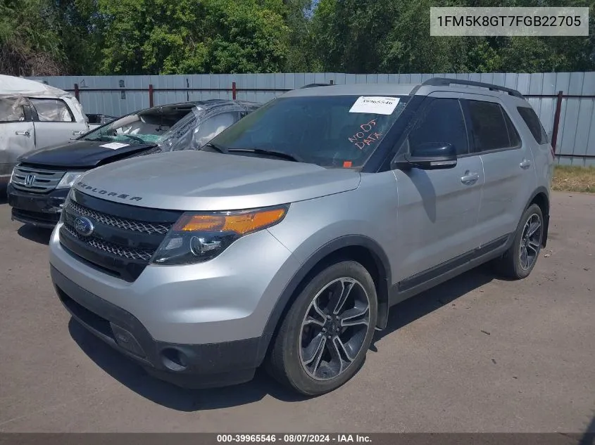 2015 Ford Explorer Sport VIN: 1FM5K8GT7FGB22705 Lot: 39965546