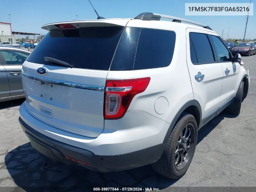 2015 Ford Explorer Limited VIN: 1FM5K7F83FGA65216 Lot: 39977544